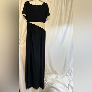 Ralph Lauren Long Black Dress with Off-white waist accent - Size 4